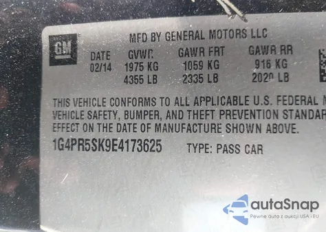 2014 Buick Verano Convenience Group from USA, damaged, VIN 1G4PR5SK9E4173625